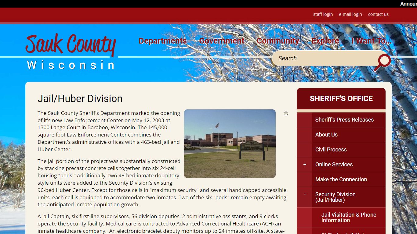 Jail/Huber Division | Sauk County Wisconsin Official Website