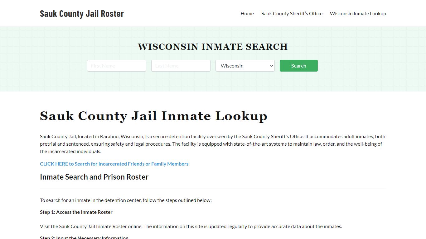Sauk County Jail Roster Lookup, WI, Inmate Search