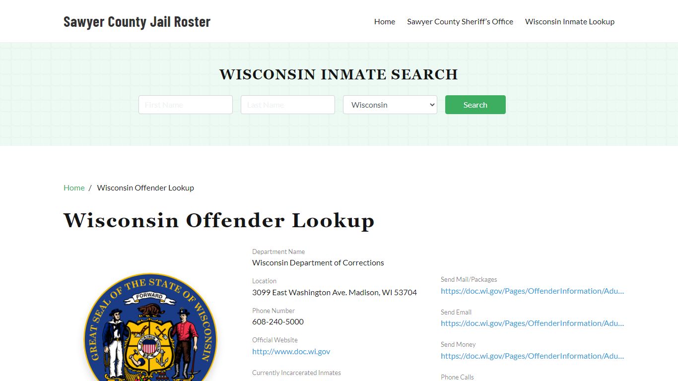 Wisconsin Inmate Search, Jail Rosters - Sawyer County Jail