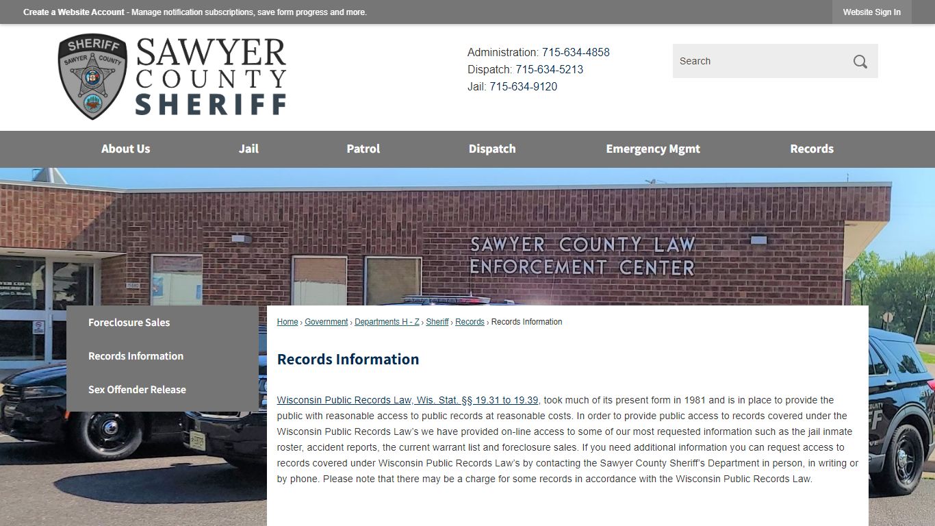 Records Information | Sawyer County, WI