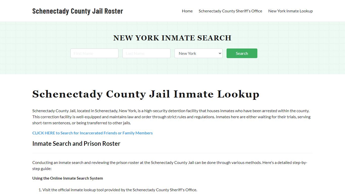 Schenectady County Jail Roster Lookup, NY, Inmate Search