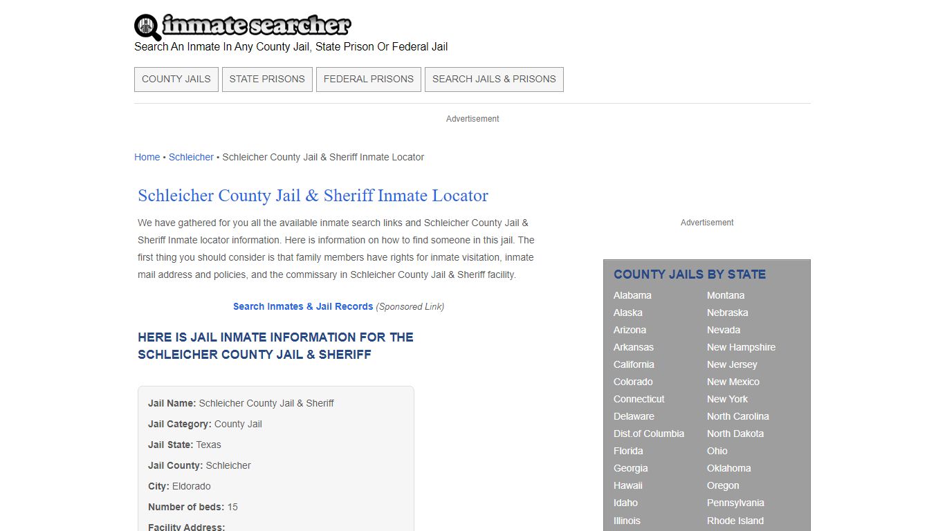 Schleicher County Jail & Sheriff Inmate Locator - Inmate Searcher