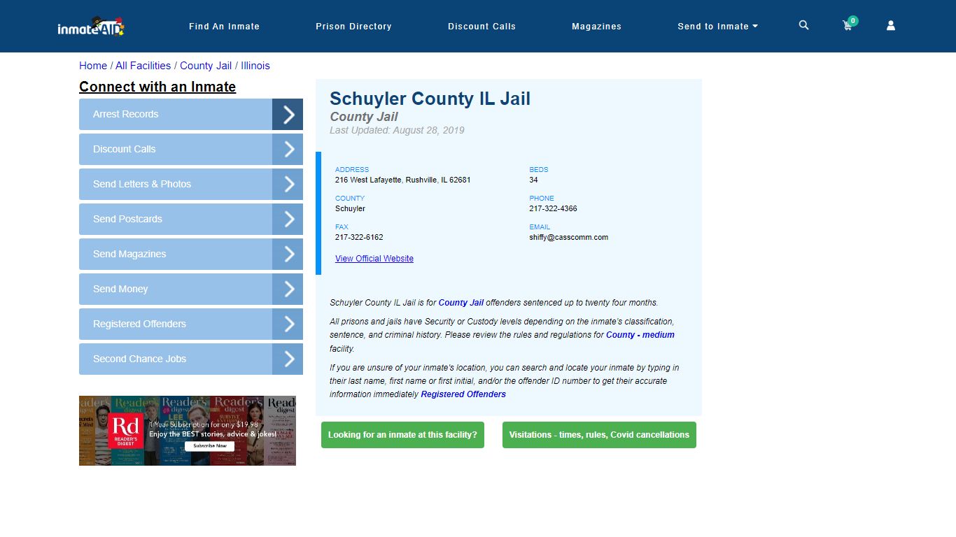 Schuyler County IL Jail - Inmate Locator - Rushville, IL