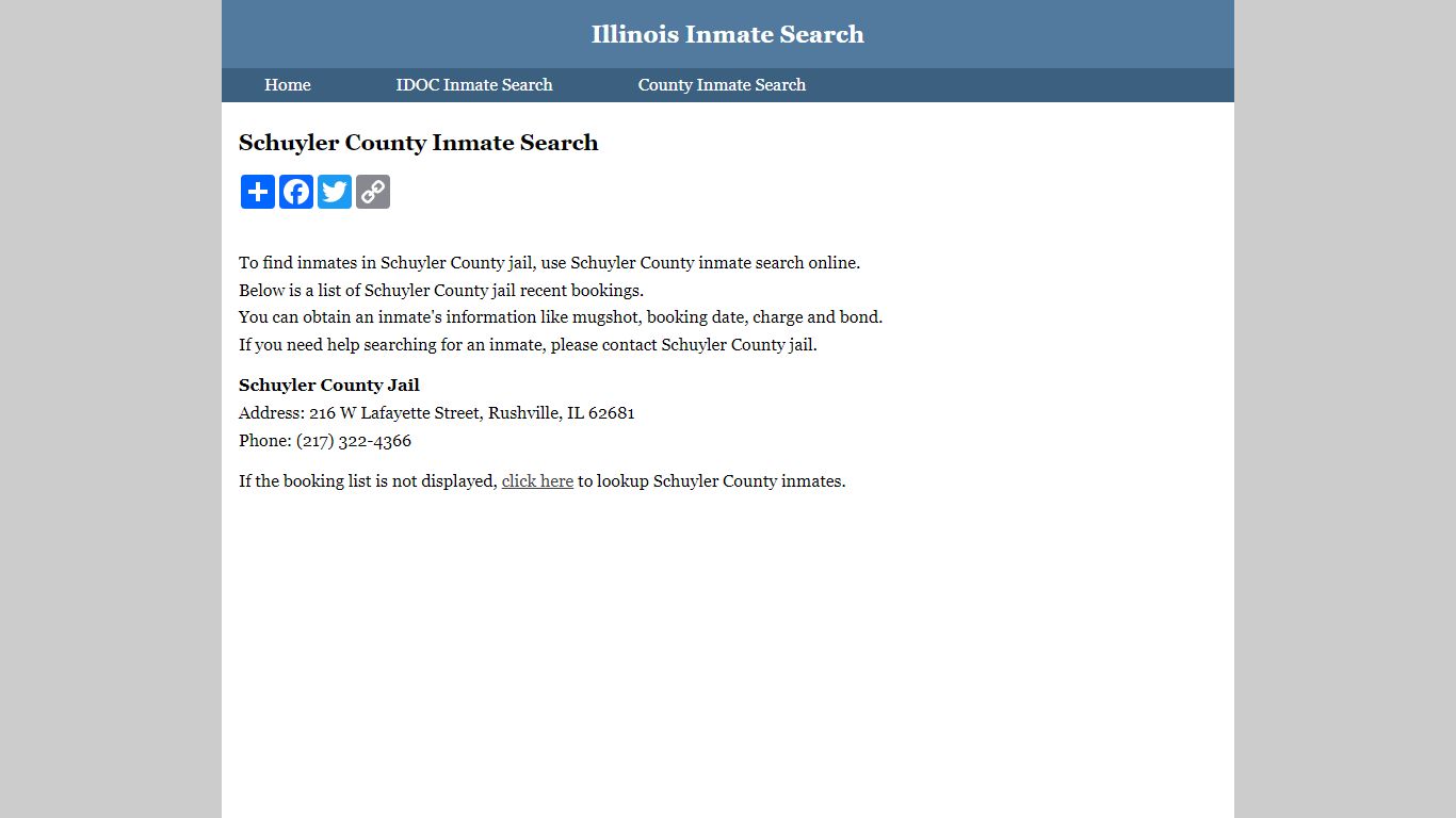 Schuyler County Inmate Search