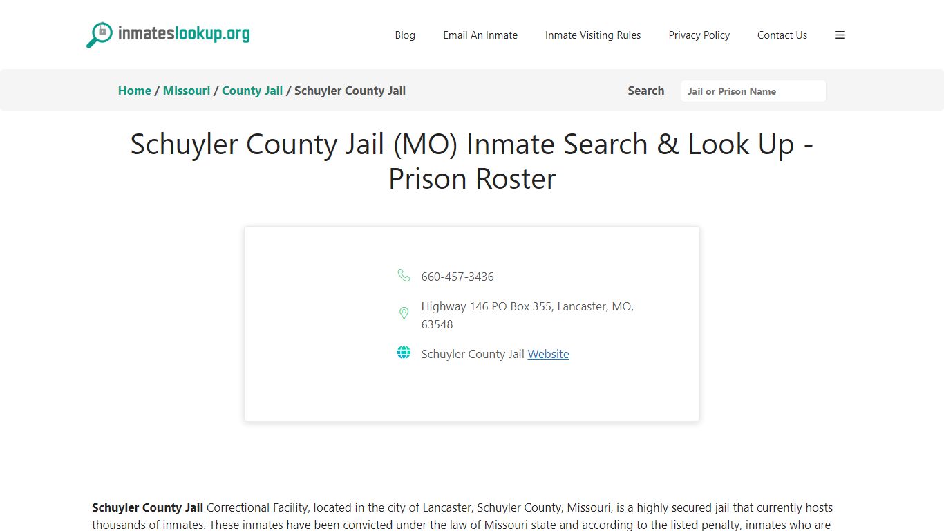 Schuyler County Jail (MO) Inmate Search & Look Up - Prison Roster