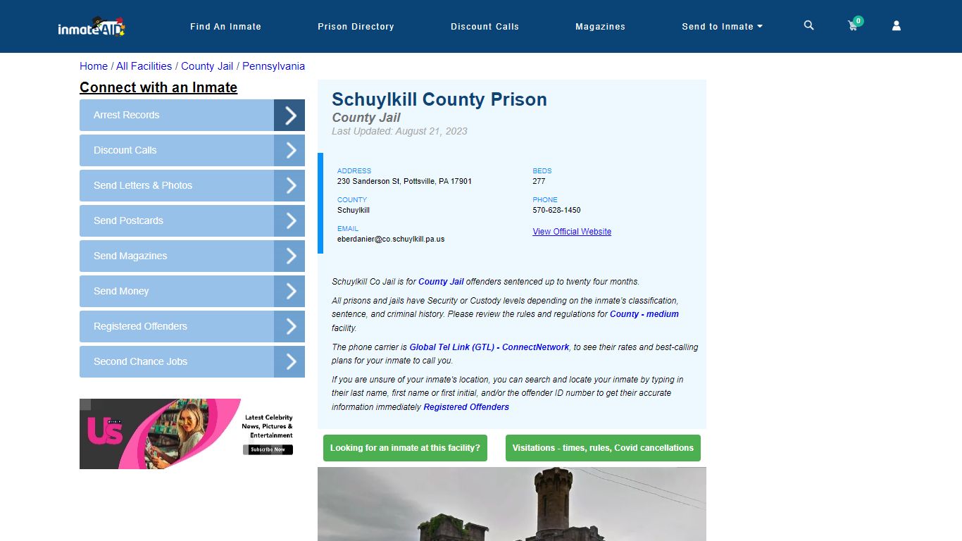 Schuylkill County Prison - Inmate Locator - Pottsville, PA