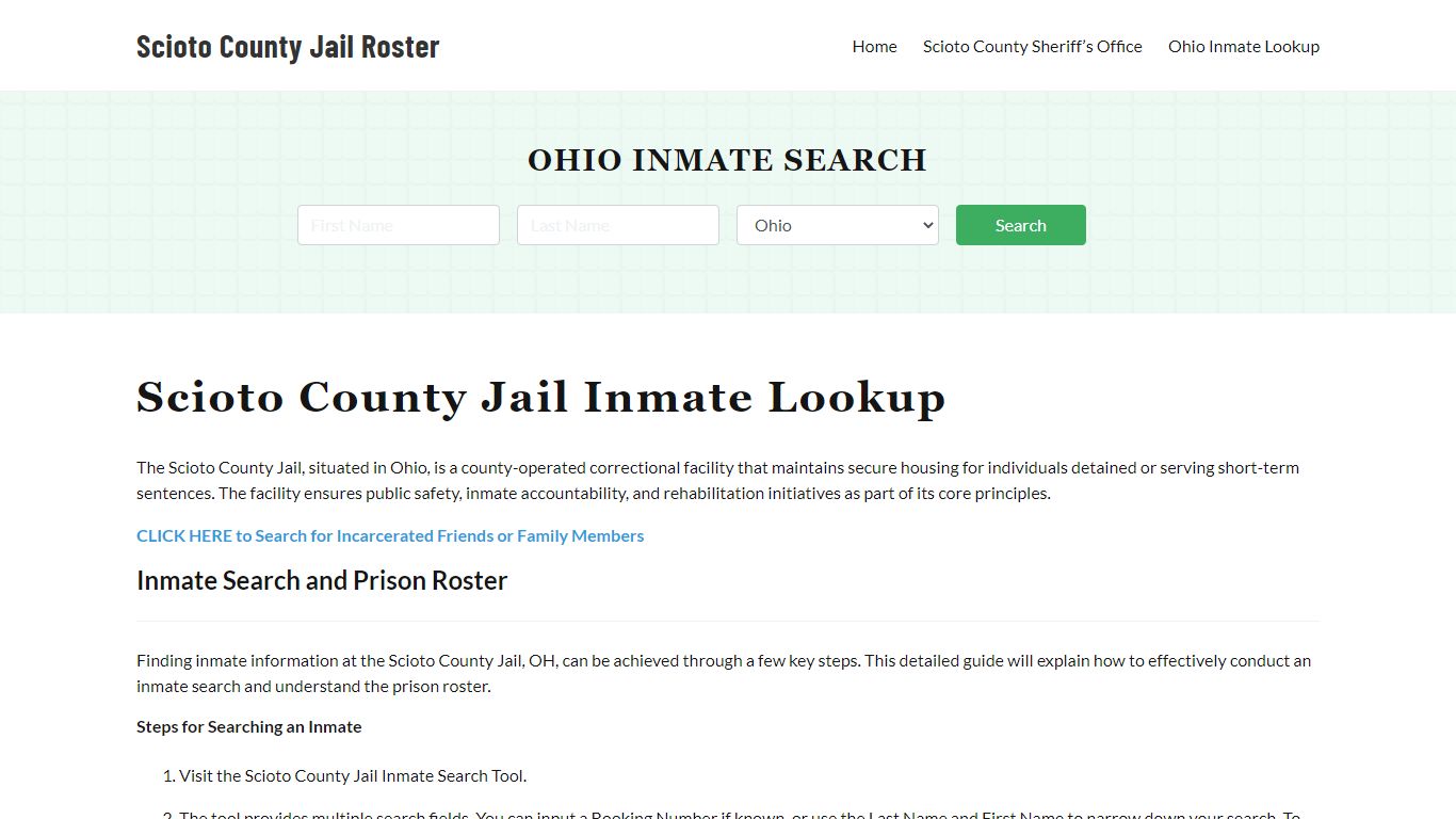 Scioto County Jail Roster Lookup, OH, Inmate Search