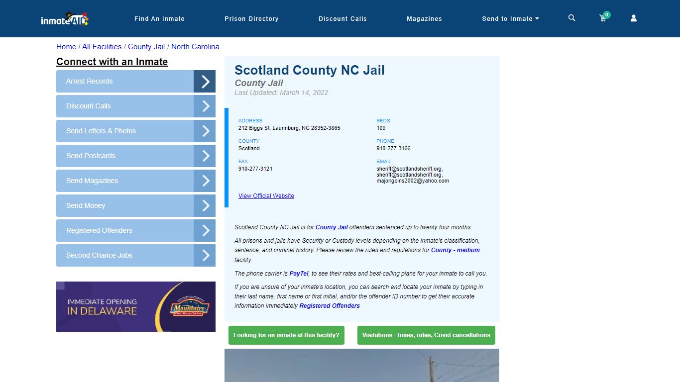 Scotland County NC Jail - Inmate Locator - Laurinburg, NC