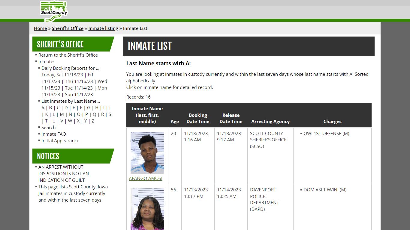 Inmate List - scottcountyiowa.org