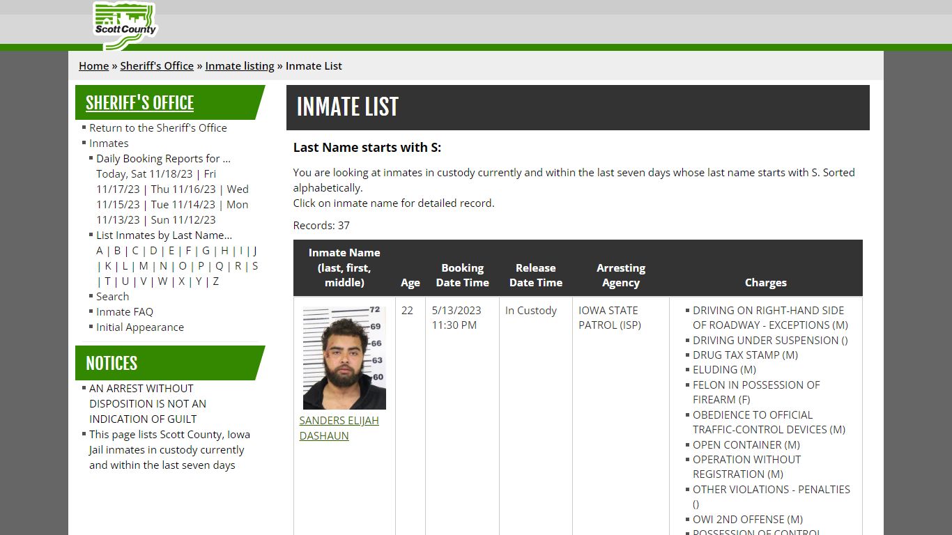 Inmate List - scottcountyiowa.org