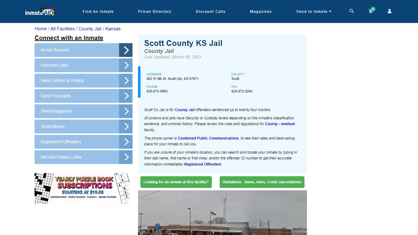 Scott County KS Jail - Inmate Locator - Scott City, KS