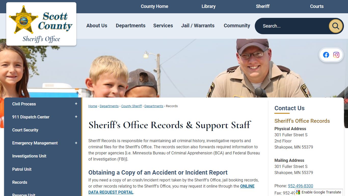 Sheriff's Office Records & Support Staff | Scott County, MN