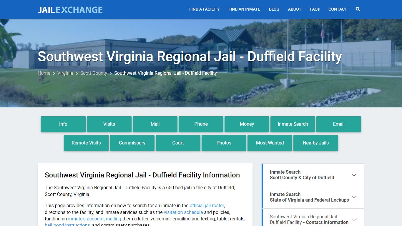 Southwest Virginia Regional Jail - Duffield Facility, VA Inmate Search ...
