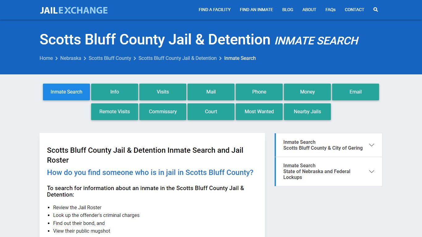 Scotts Bluff County Jail & Detention Inmate Search