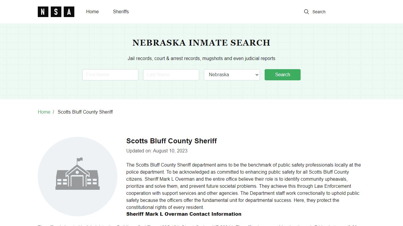 Scotts Bluff County Sheriff, Nebraska and County Jail Information