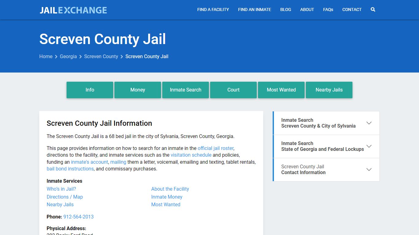Screven County Jail, GA Inmate Search, Information
