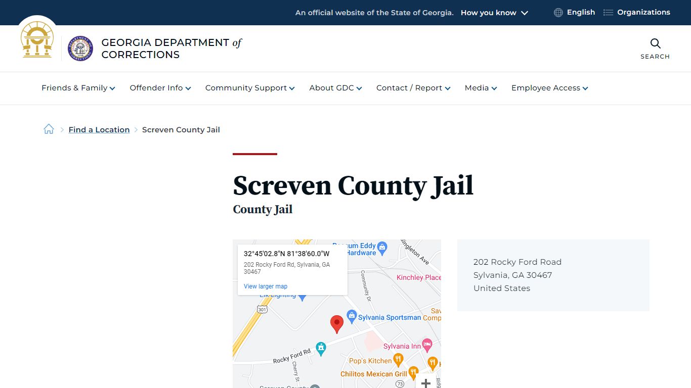 Screven County Jail | Georgia Department of Corrections