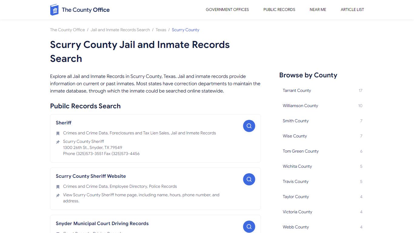 Scurry County Jail and Inmate Records Search - The County Office