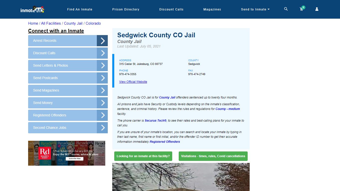 Sedgwick County CO Jail - Inmate Locator - Julesburg, CO