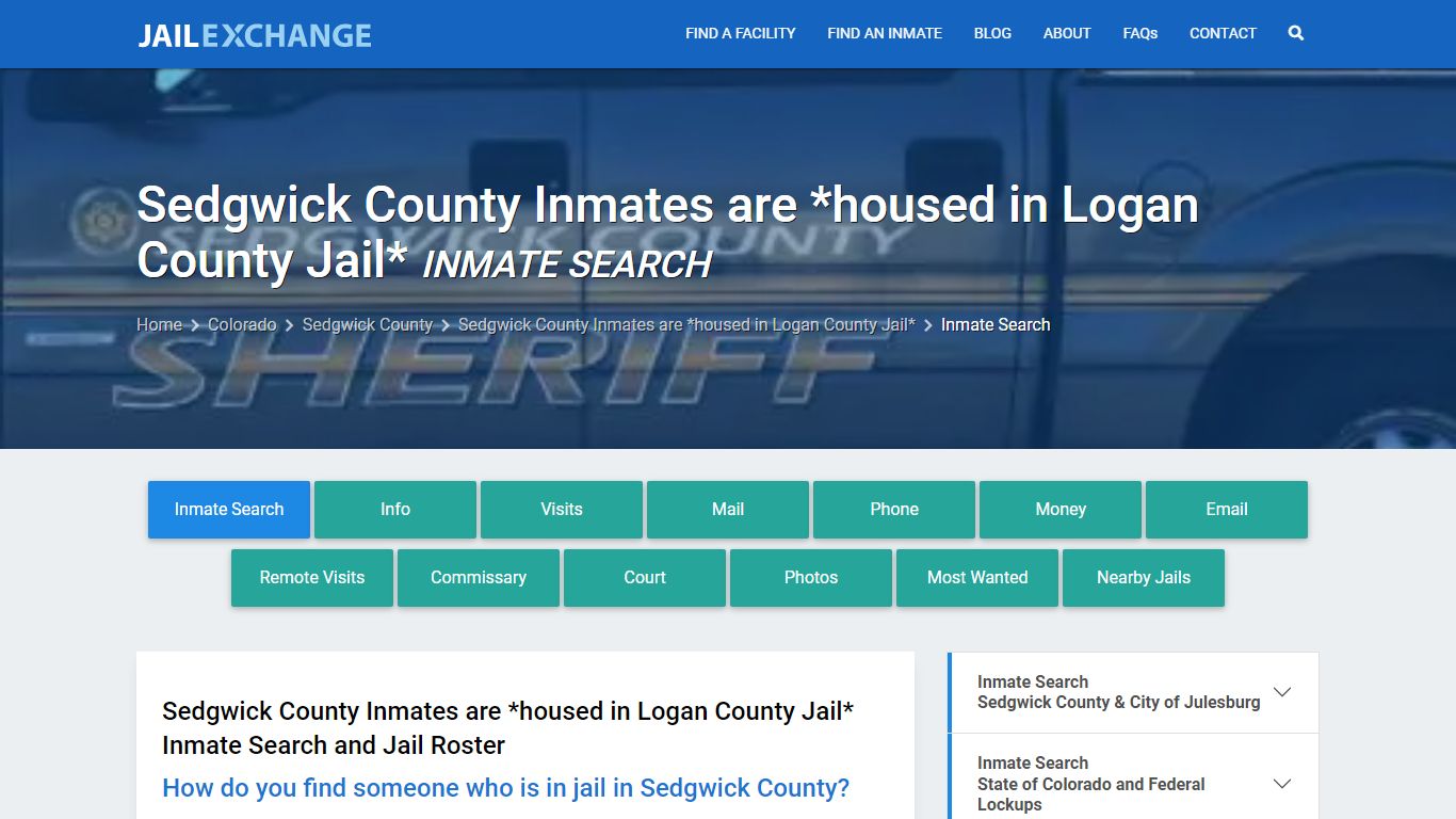 Sedgwick County Inmates are *housed in Logan County Jail* Inmate Search