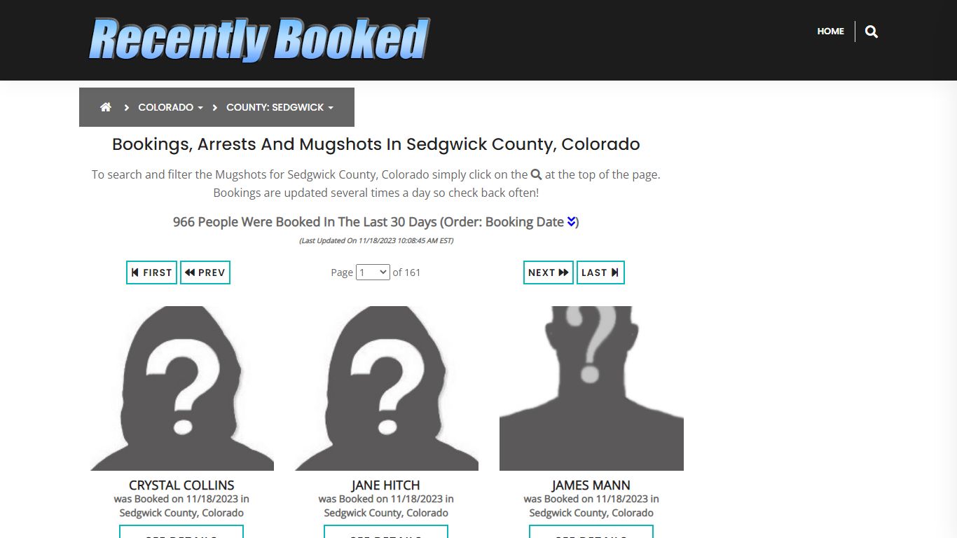 Bookings, Arrests and Mugshots in Sedgwick County, Colorado