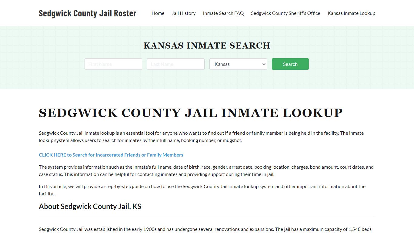 Sedgwick County Jail Roster Lookup, KS, Inmate Search
