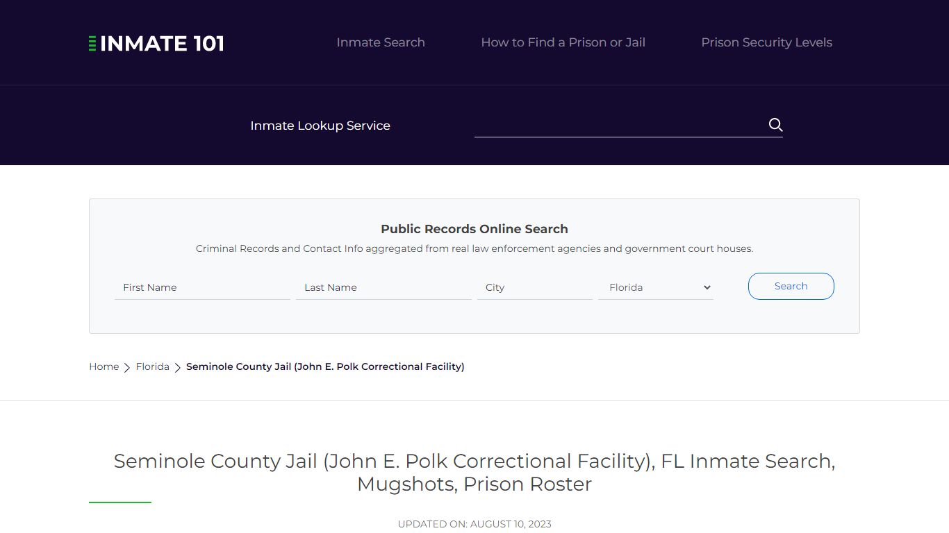 Seminole County Jail (John E. Polk Correctional Facility), FL Inmate ...