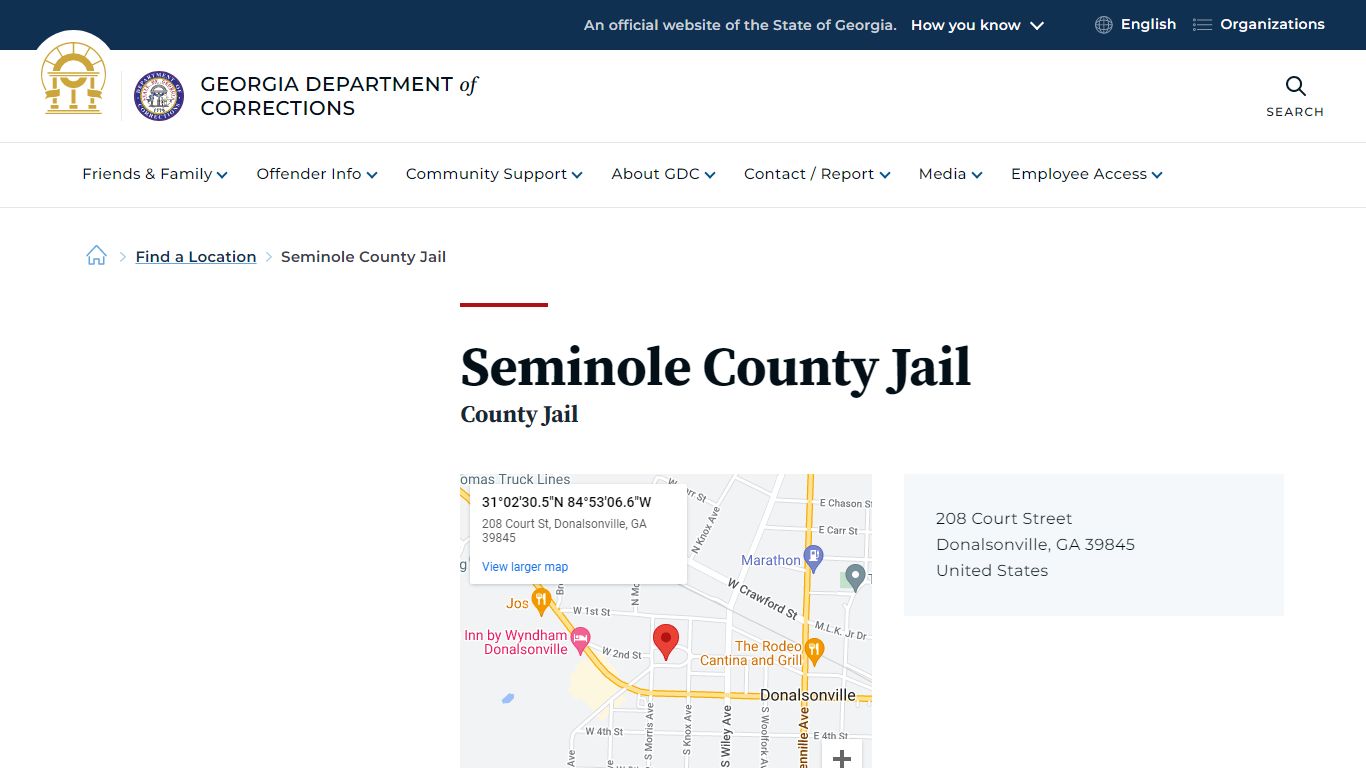 Seminole County Jail | Georgia Department of Corrections