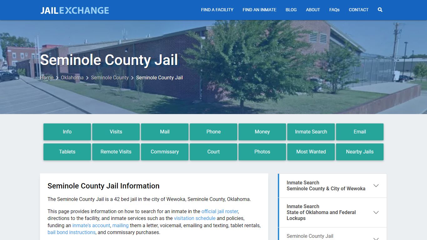 Seminole County Jail, OK Inmate Search, Information