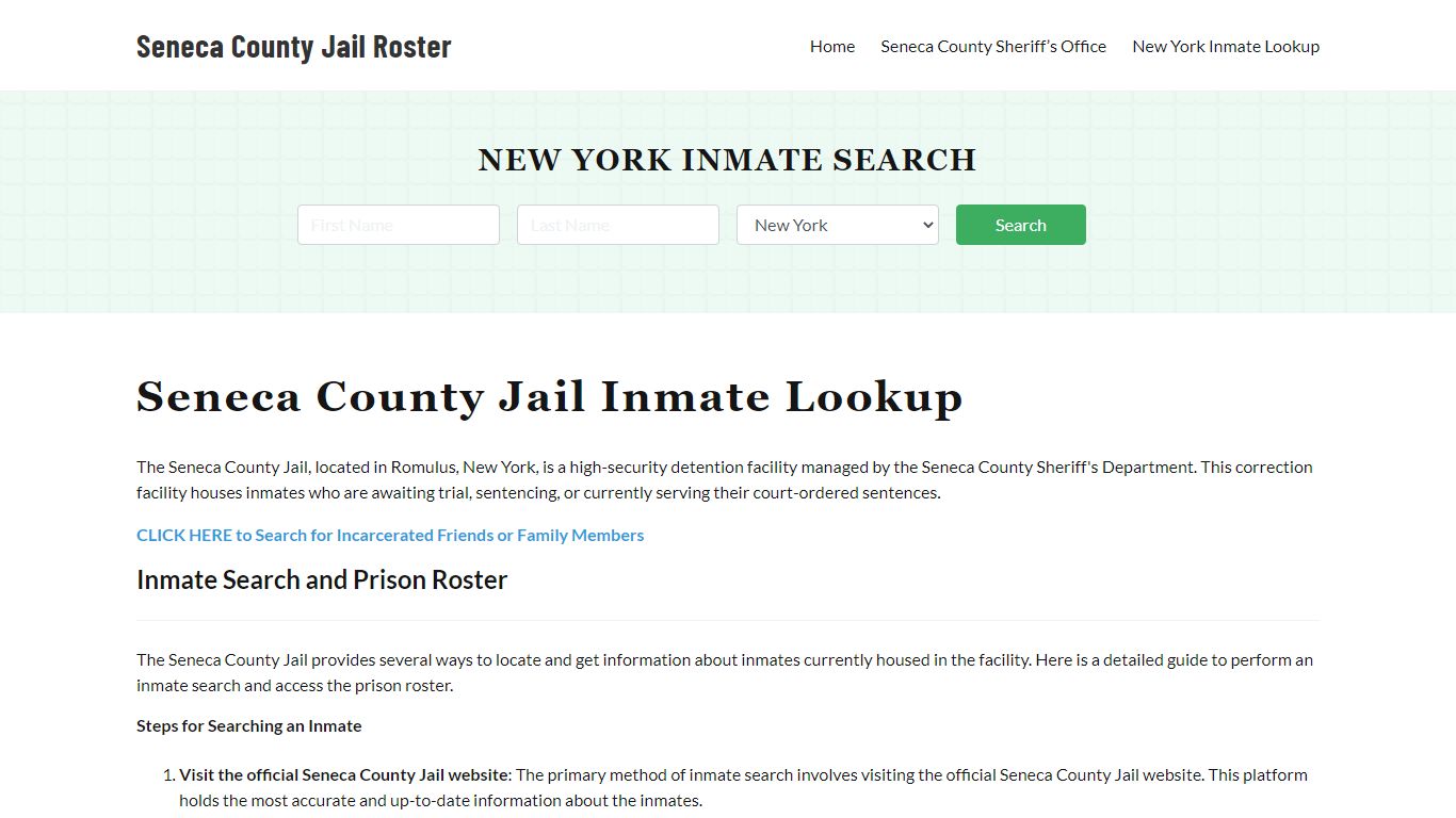 Seneca County Jail Roster Lookup, NY, Inmate Search