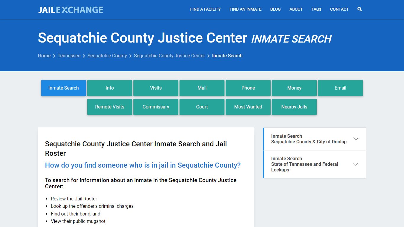 Sequatchie County Justice Center Inmate Search - Jail Exchange