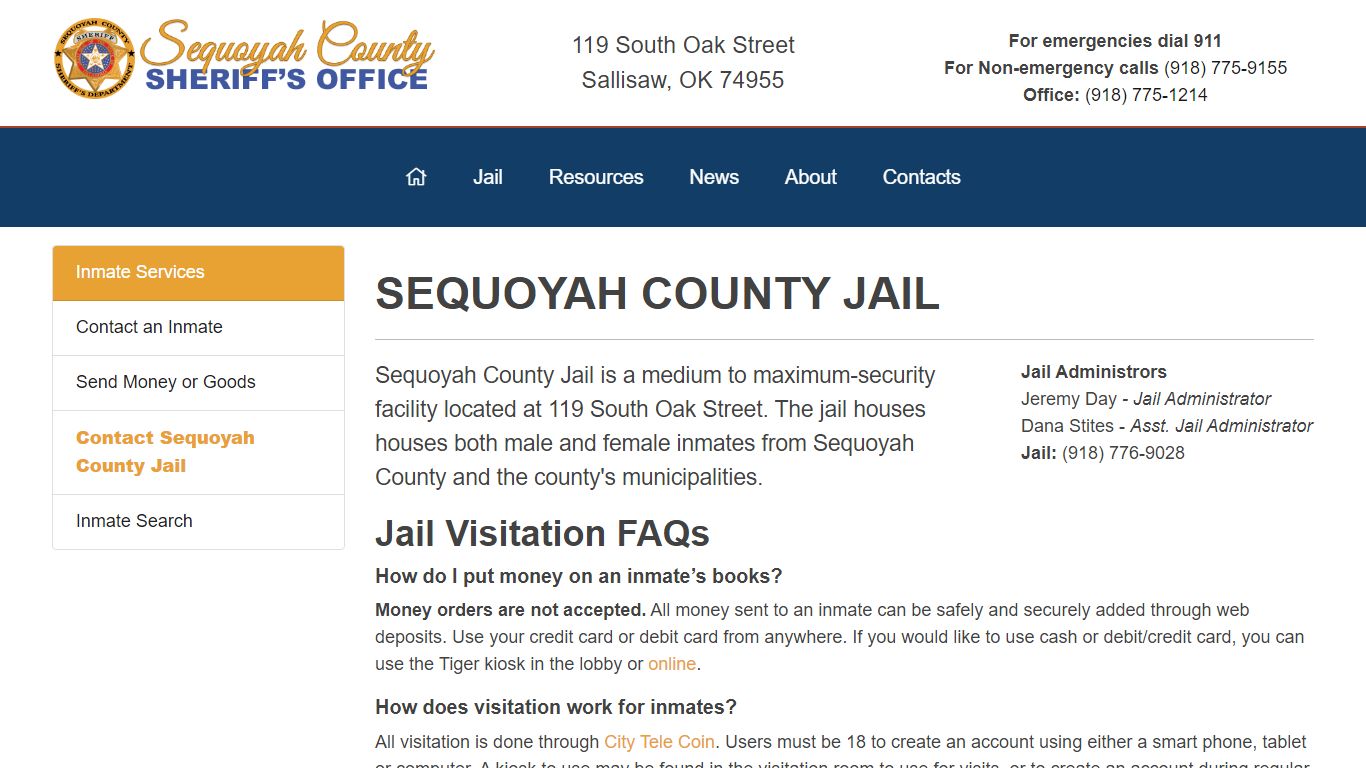 Jail Information - Sequoyah County Sheriff's Office