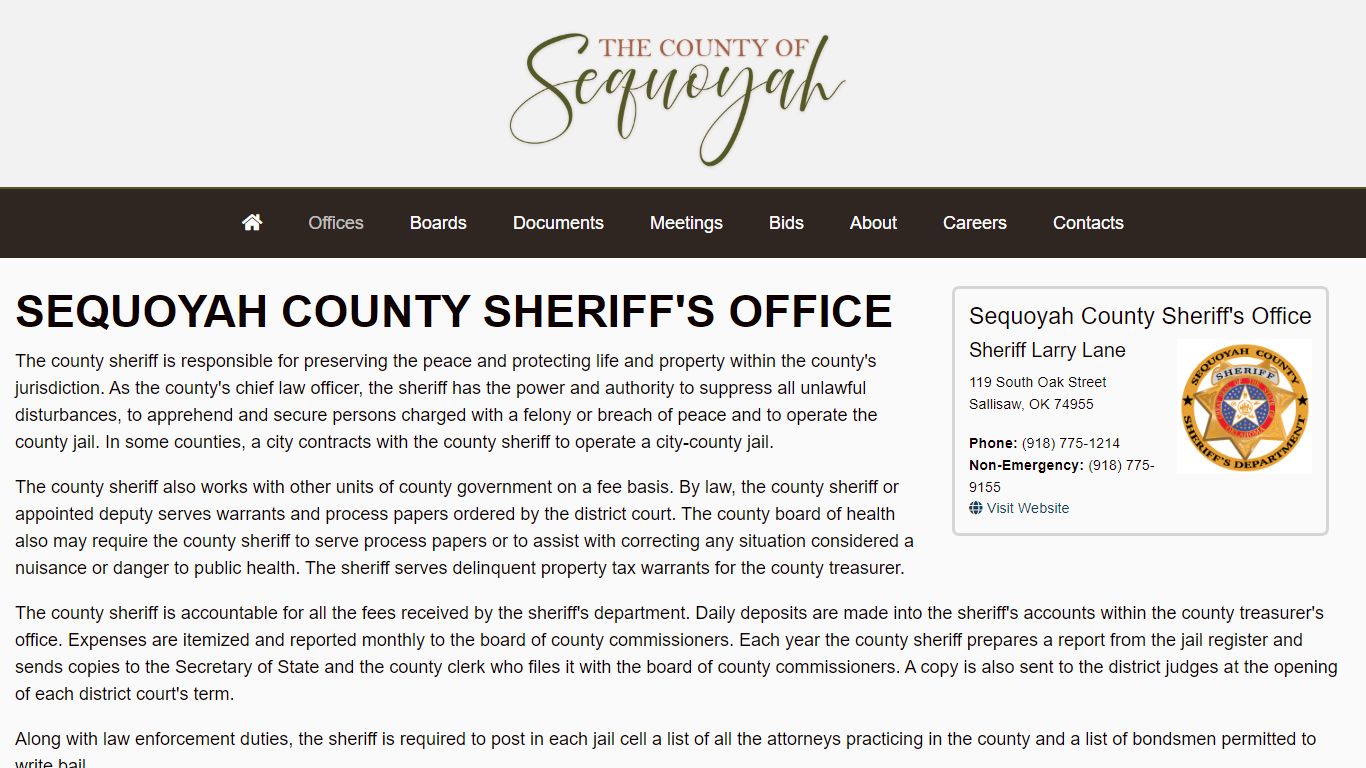 Sheriff's Office - Sequoyah County, Oklahoma