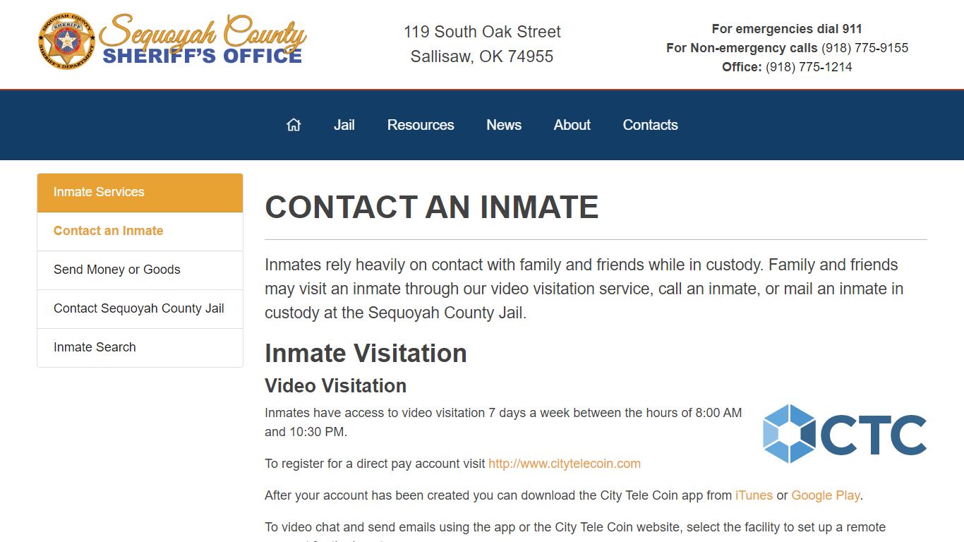 Contact an Inmate - Sequoyah County Sheriff's Office