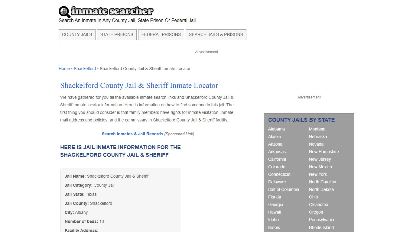 Shackelford County Jail & Sheriff Inmate Locator