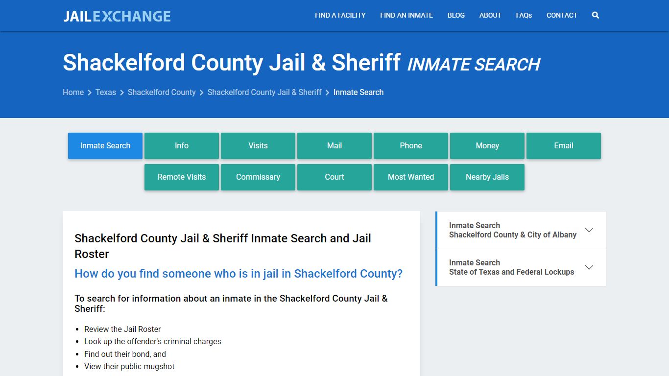 Shackelford County Jail & Sheriff Inmate Search - Jail Exchange