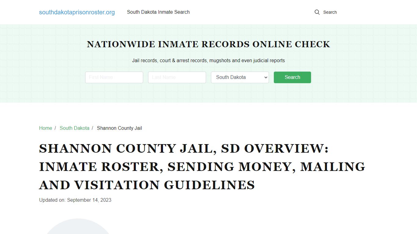 Shannon County Jail, SD: Offender Search, Visitation & Contact Info