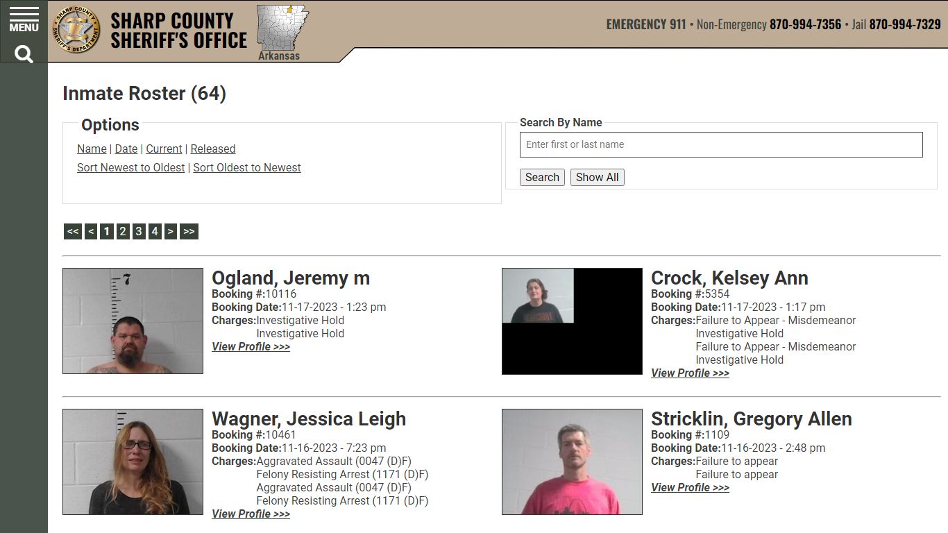 Inmate Roster (60) - Sharp County Sheriff AR