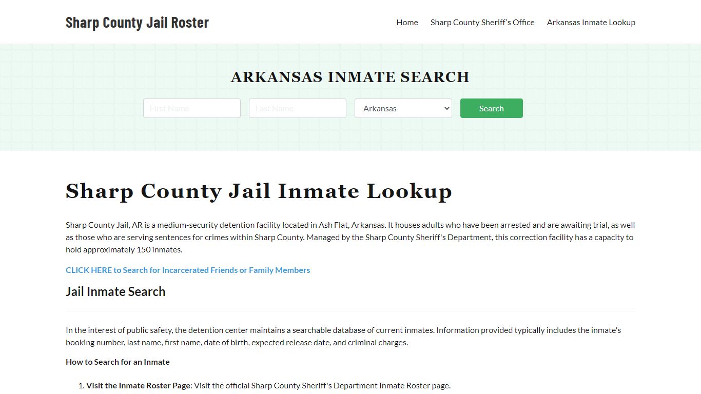 Sharp County Jail Roster Lookup, AR, Inmate Search