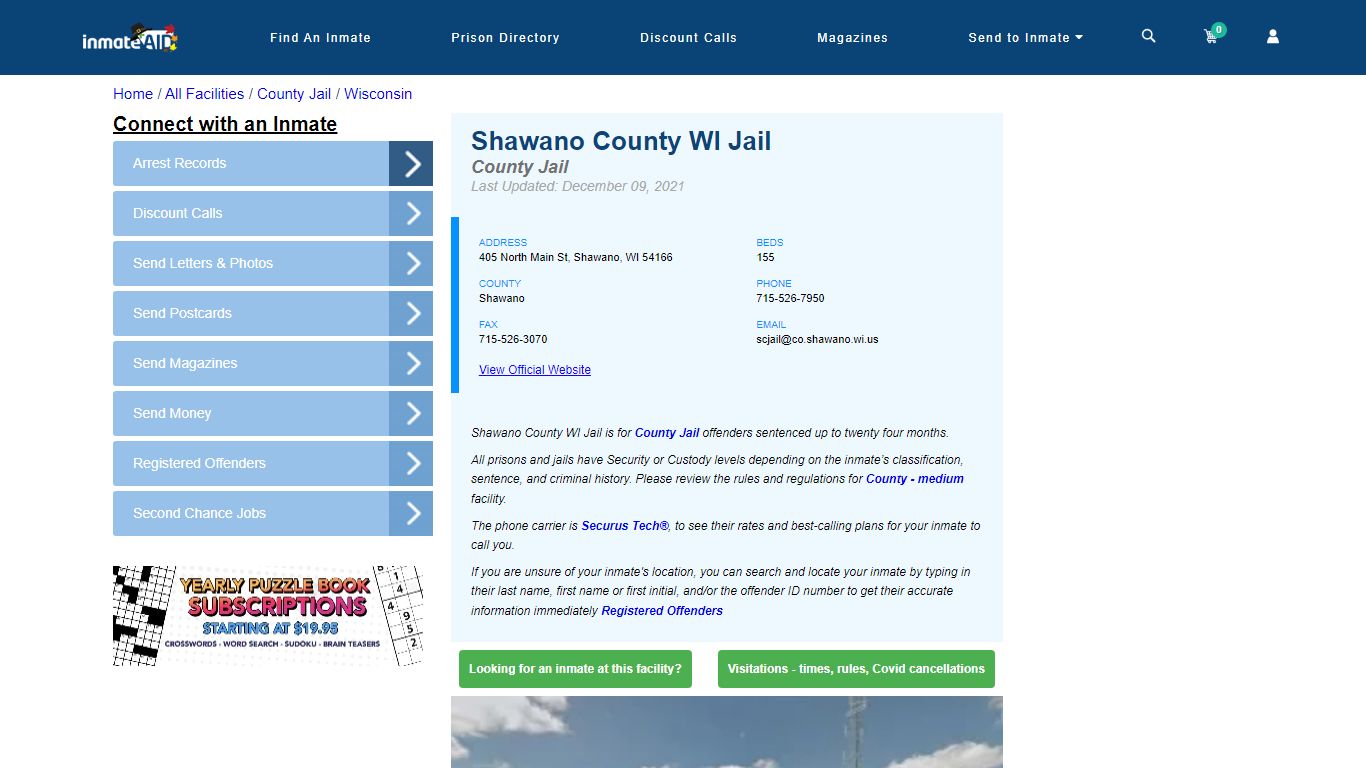Shawano County WI Jail - Inmate Locator - Shawano, WI