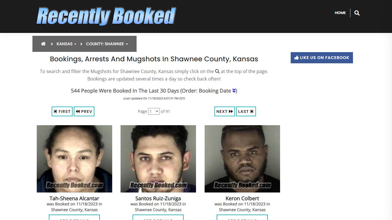 Bookings, Arrests and Mugshots in Shawnee County, Kansas