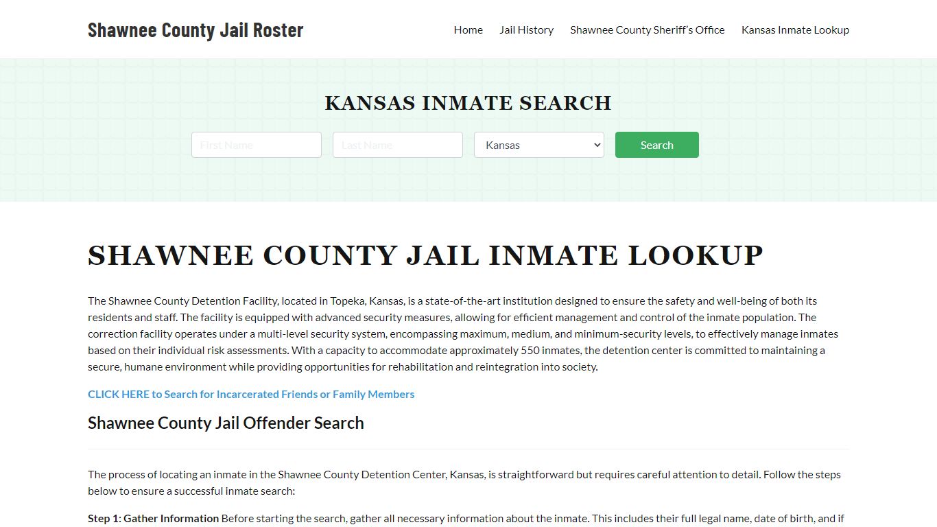 Shawnee County Jail Roster Lookup, KS, Inmate Search