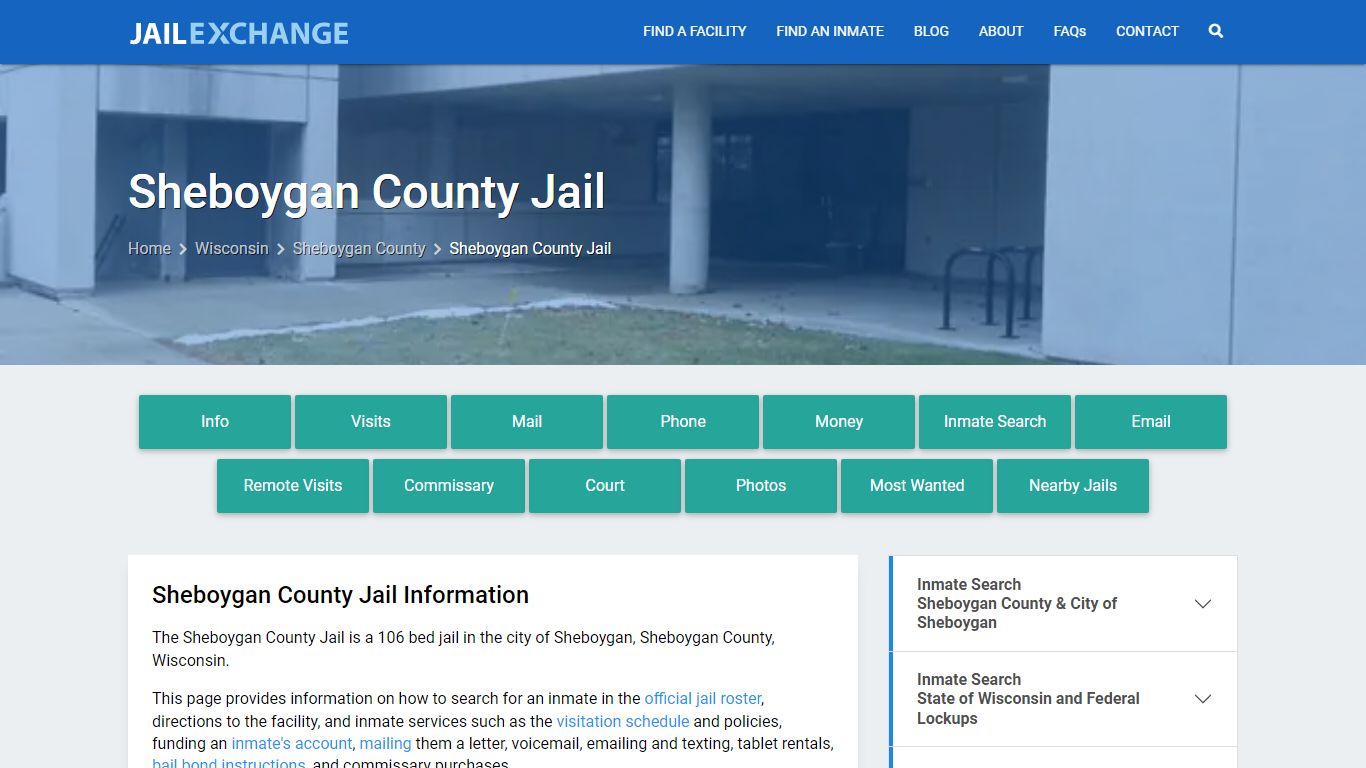 Sheboygan County Jail, WI Inmate Search, Information