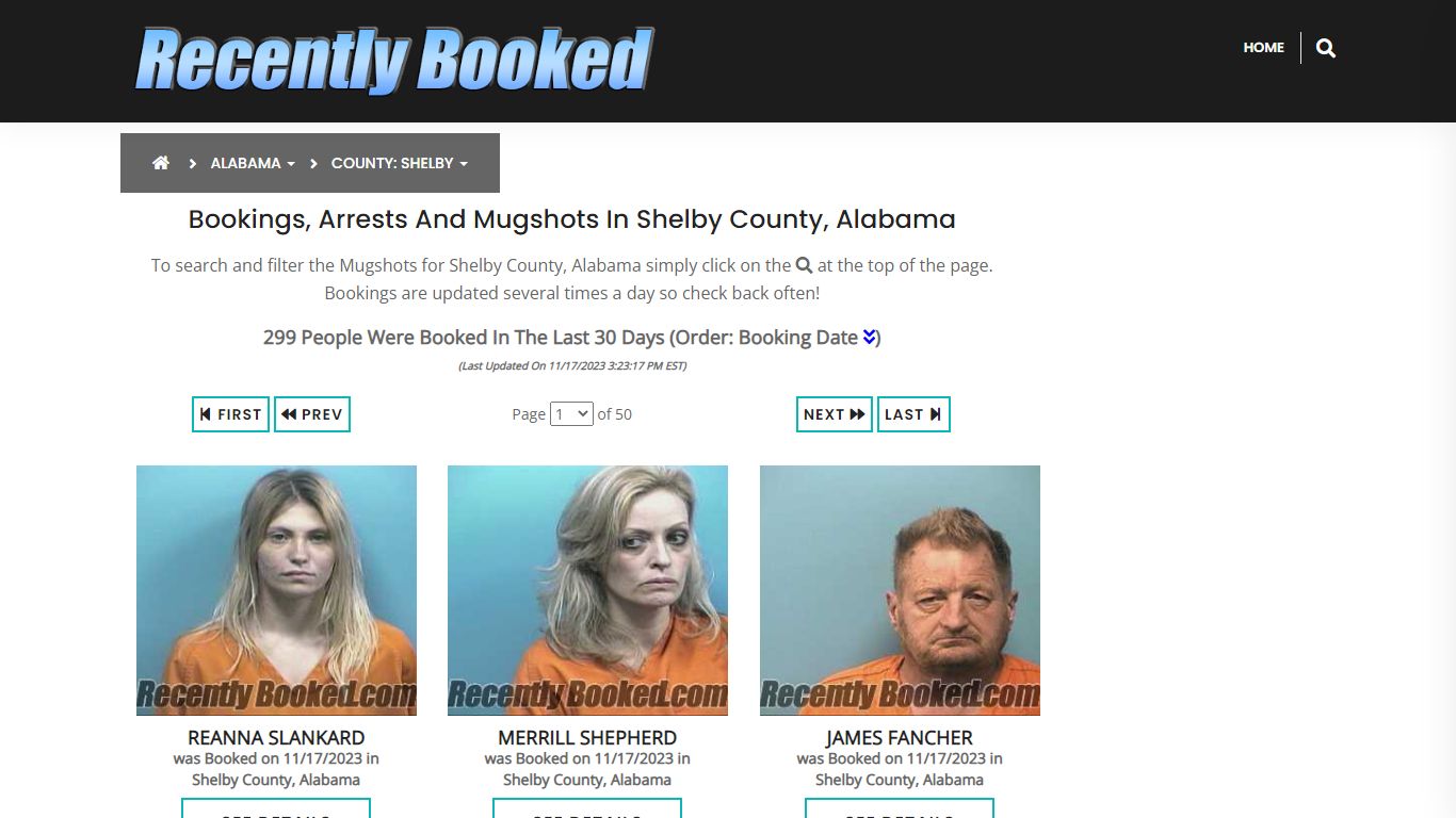 Recent bookings, Arrests, Mugshots in Shelby County, Alabama