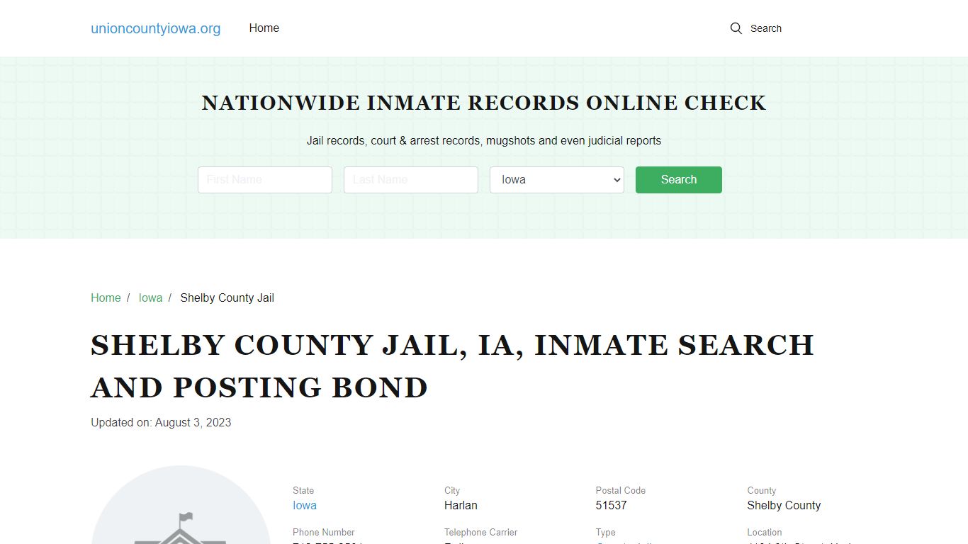 Shelby County Jail, IA, Inmate Search, Visitations