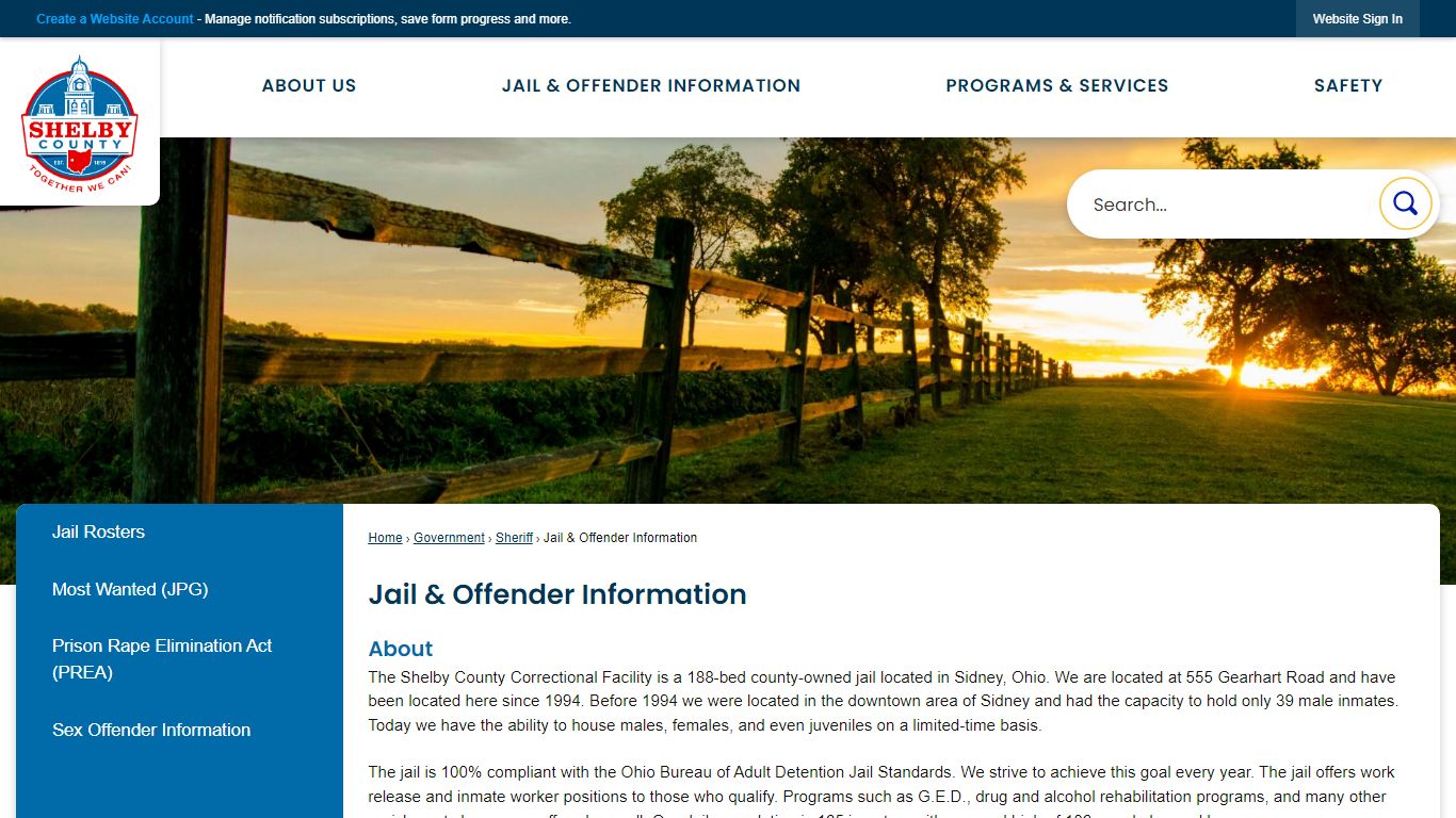 Jail & Offender Information | Shelby County Commissioner’s Office, OH
