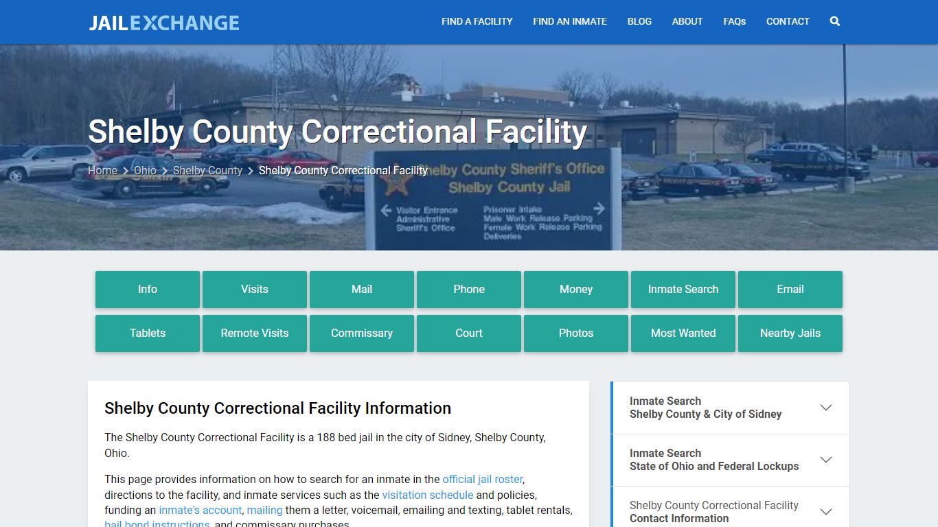 Shelby County Correctional Facility, OH Inmate Search, Information