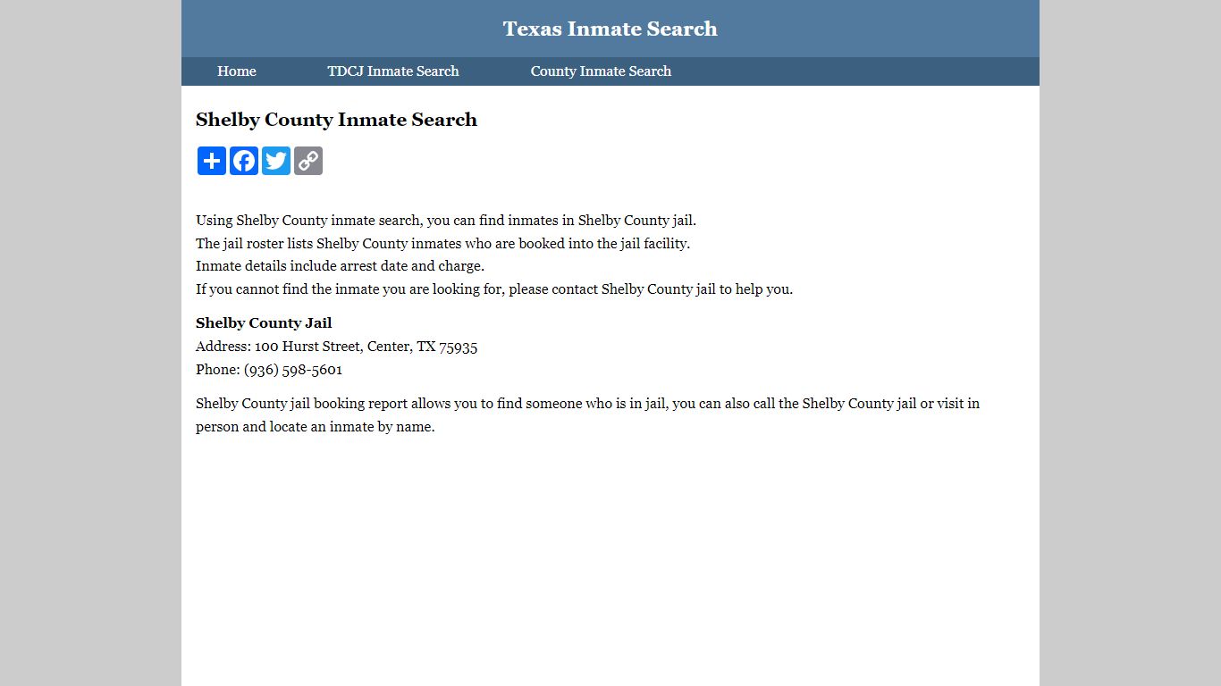 Shelby County Inmate Search