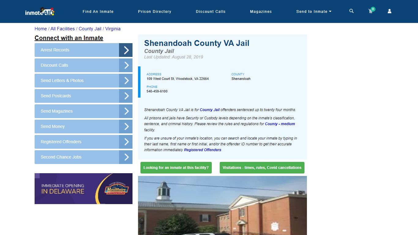 Shenandoah County VA Jail - Inmate Locator - Woodstock, VA