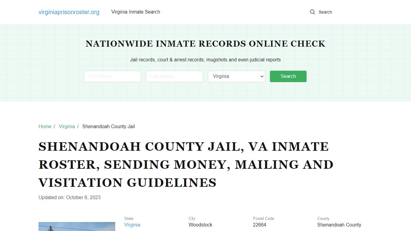 Shenandoah County Jail, VA: Offender Search, Visitation & Contact Info